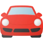 Simplified red car illustration on black