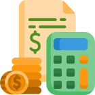 Budgeting with calculator and money